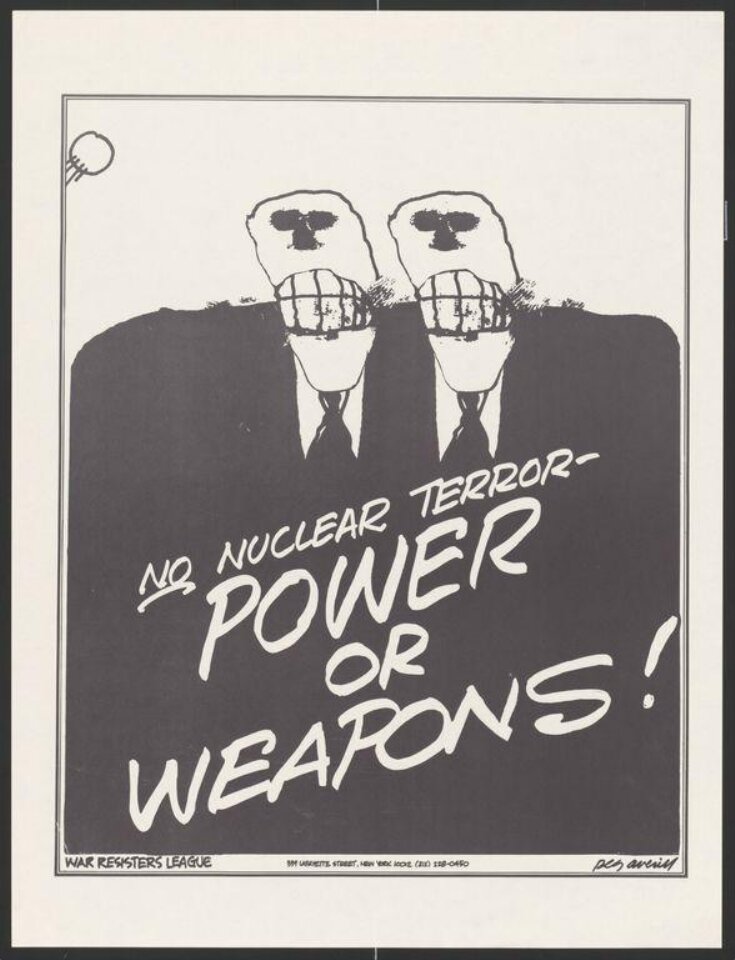 "NO NUCLEAR TERROR- POWER OR WEAPONS!" - poster by Peg Averill 