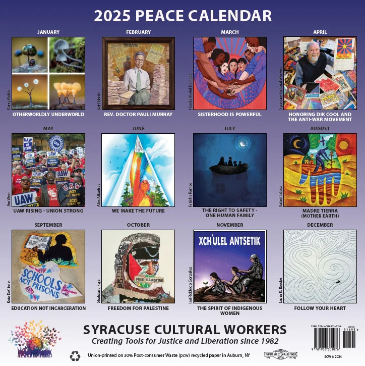 Syracuse Cultural Workers 2025 Peace Calendar War Resisters League