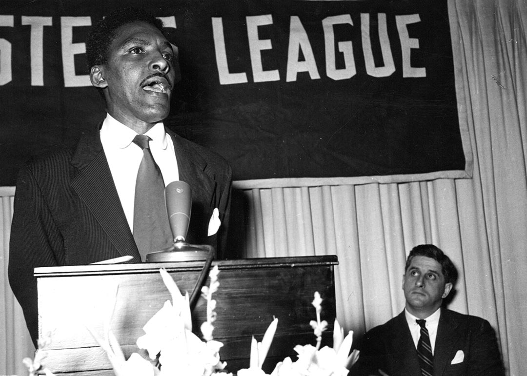 Bayard Rustin speaking at War Resisters League meeting