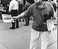 Ralph DiGia, WRL’s first tax resisting staff member, during 2002 Tax Day demonstration in front of the IRS (photos by Ed Hedemann) 