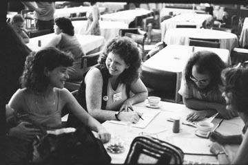 Lynne Coffin and Dannia Southerland at WRL’s 1983 national conference.