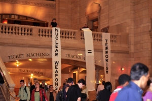 banner drop at grand central 