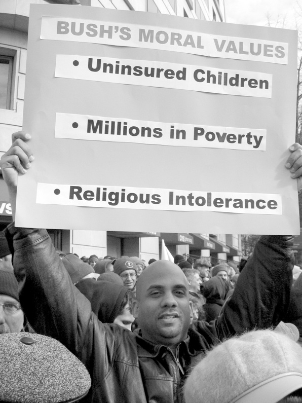 Protest at Bush's second inauguration Washington, DC, January 2005.  photo:  Matthew Smucker