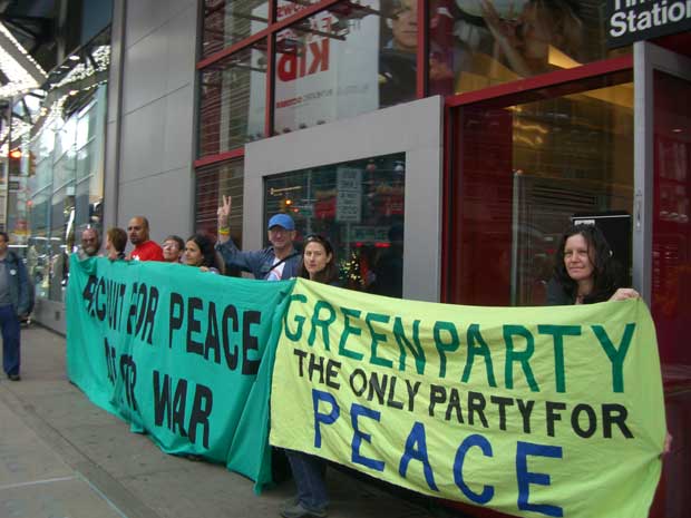 Green Party banner closeup