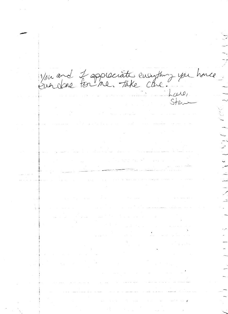 Letter from Steve Sumerford to his mother, p. 5 of 5