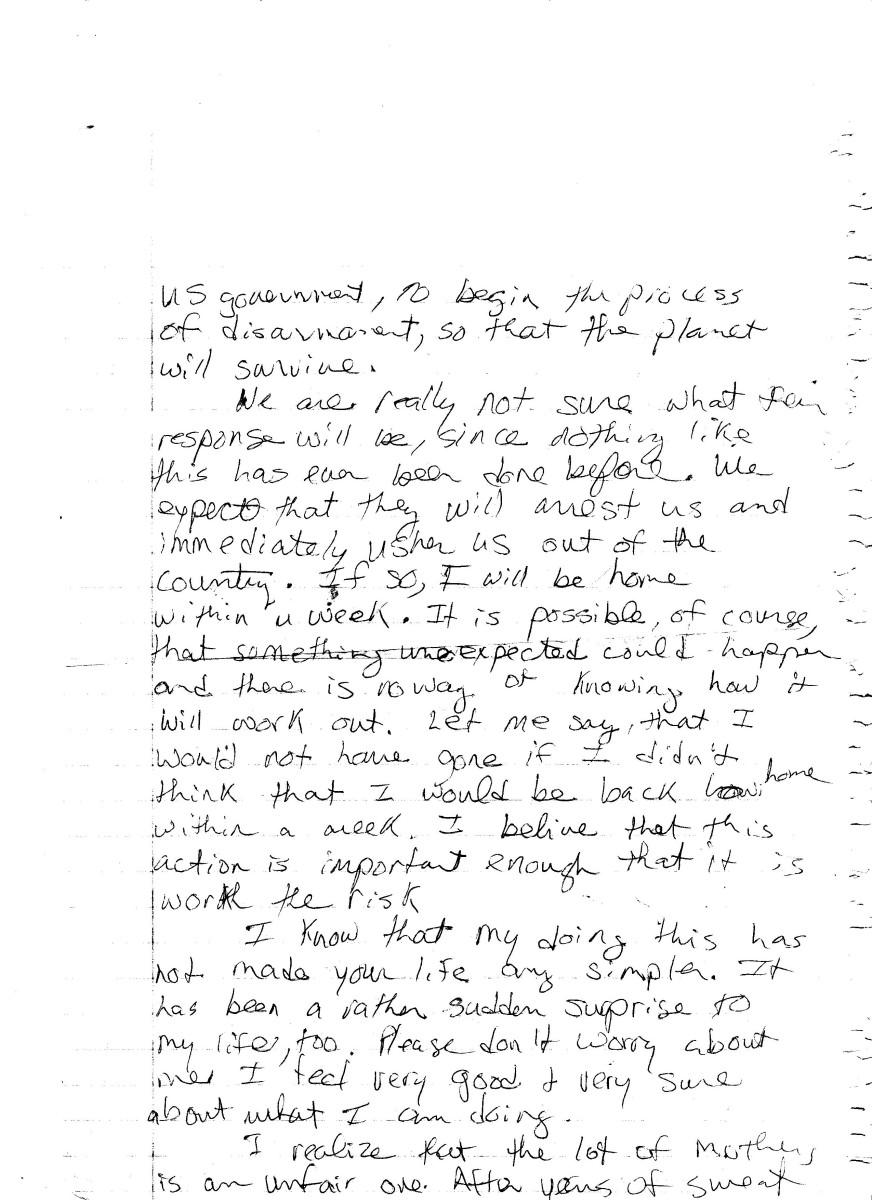 Letter from Steve Sumerford to his mother, p. 3 of 5