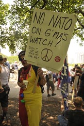 NATO G8 Demonstrator-"No NATO on Grandma's Watch"