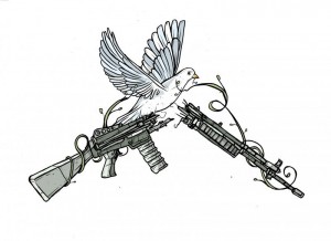 WRL Broken Rifle with Dove logo, Cristy Roads
