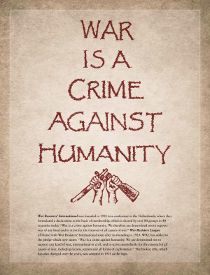War Is A Crime Against Humanity (lettering by Liz McAlister)