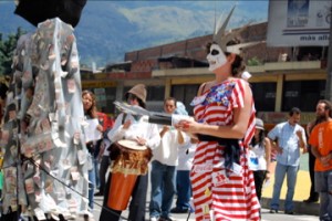 The Red Juvenil uses antimilitarist street theater and music to connect with widely divergent youth and take their message to the military and the public.