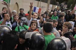 Protesters at the French Embassy in Cairo. Photo by Ellen Davidson