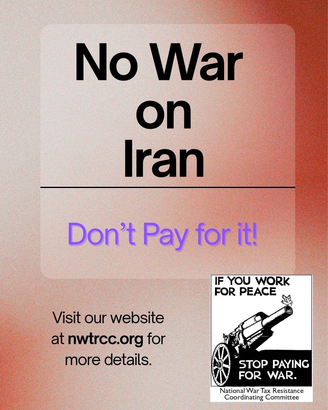 No War on Iran. Don't Pay for It!